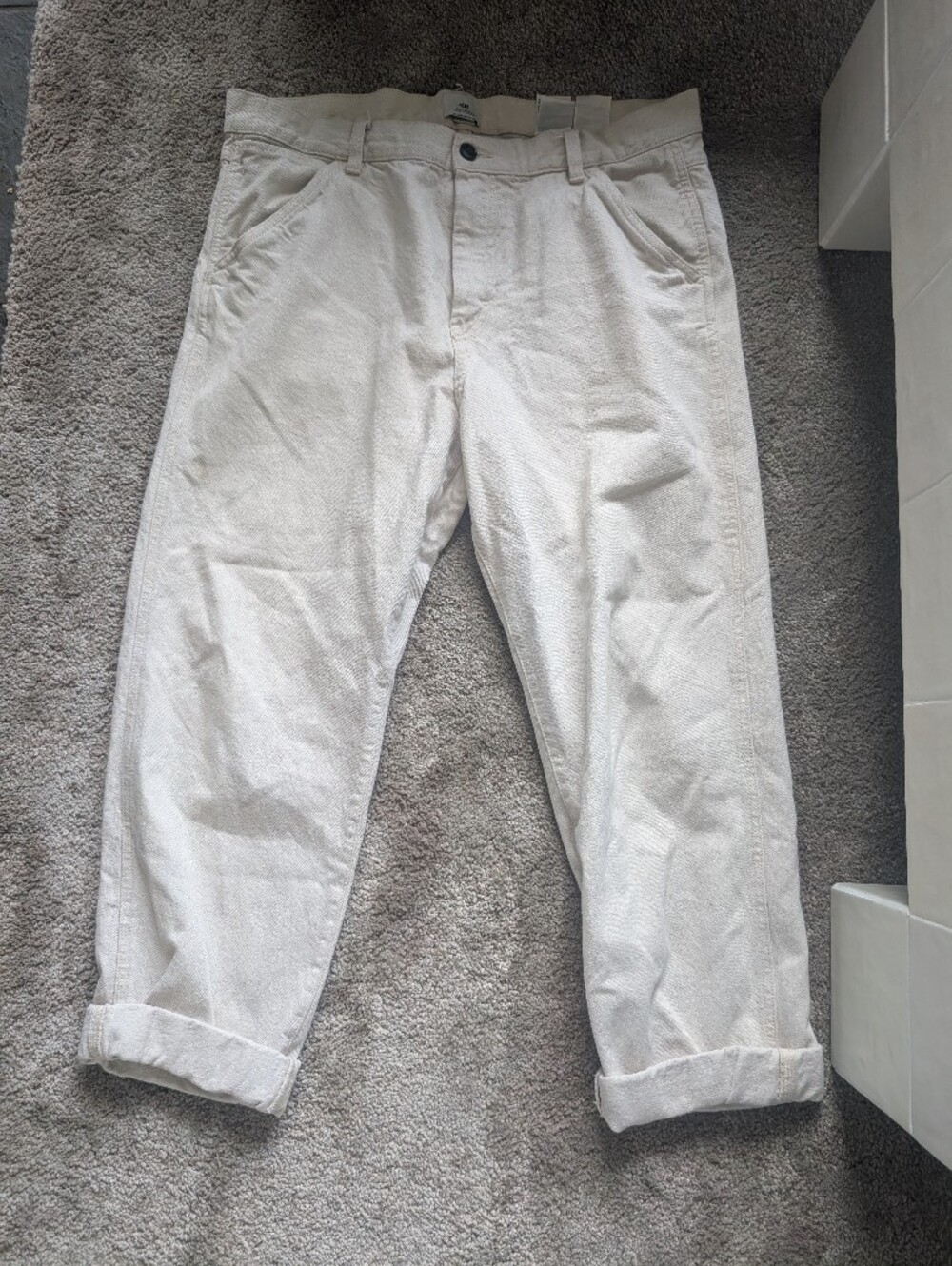 H&M Men's Straight Leg Cream Jeans